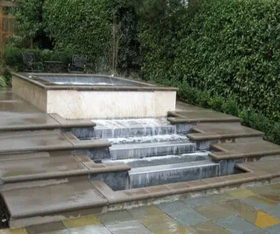 Custom Fountain Waterfall in elegant backyard Seattle