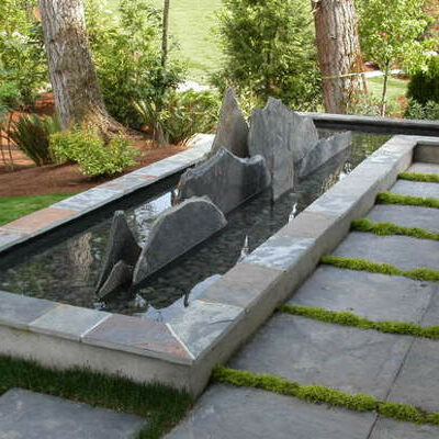 Custom Rock Water Feature in Backyard, Seattle