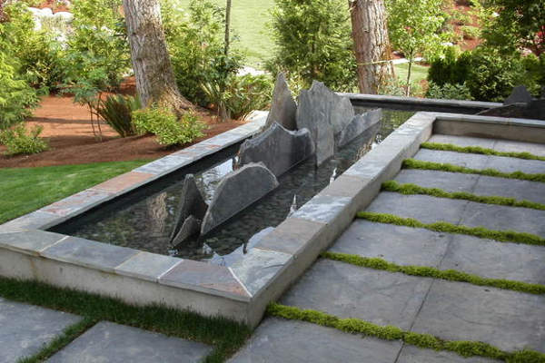 Custom Rock Water Feature in Backyard, Seattle