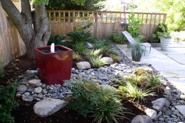 water fountain in back yard in Tacoma